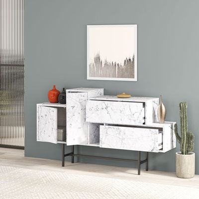 Mourah Hermes Console - Carrara/Carrara - 2 Years Warranty