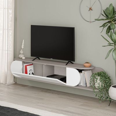 Mourah Tone Tv Stand Up To 65 Inches With Storage - Light Mocha/White - 2 Years Warranty