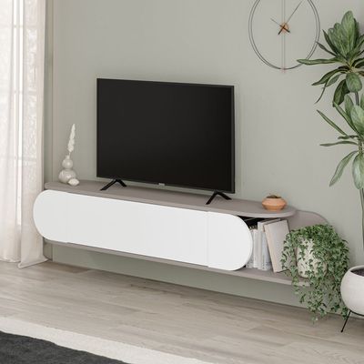 Mourah Tone Tv Stand Up To 65 Inches With Storage - Light Mocha/White - 2 Years Warranty