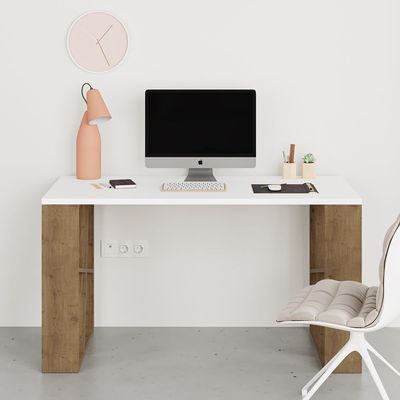 Honey Working Table With Storage - White/Hitit  - 2 Years Warranty