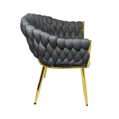 Velvet Chairs Modern Accent Dining Chairs Flannelette Comfy Upholstered Dining Room Furniture Leisure Chairs Golden Metal Leg