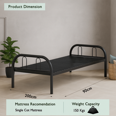 Steel Bed Size 90x190 Centimeters