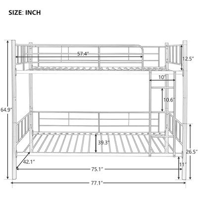 Bunk Bed Silver & Size 90x190 Cm