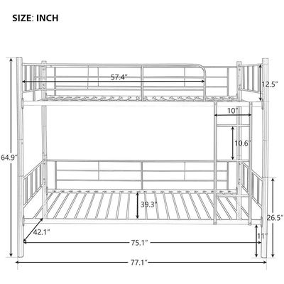 Bunk Bed Steel & Mattress Dimension 90x190 Centimetres