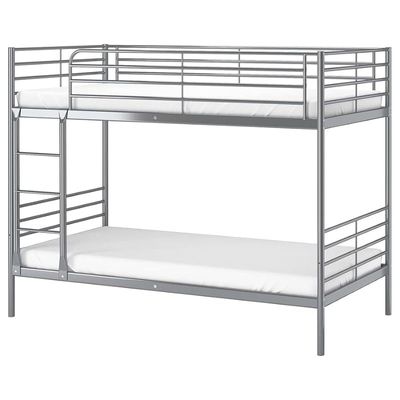 Bunk Bed with Mattress Heavy Duty Silver Dimension 90x190 CM