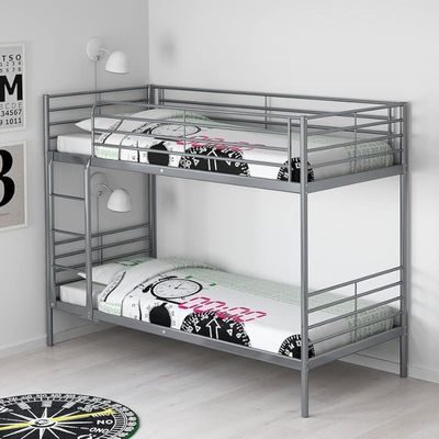 Bunk Bed with Mattress Heavy Duty Silver Dimension 90x190 CM