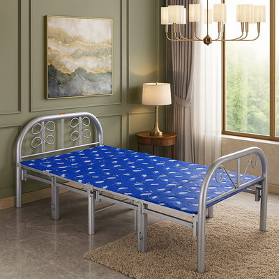 Folding Bed Steel Frame Silver Dimension 90x190 Centimeters. Model KFB90