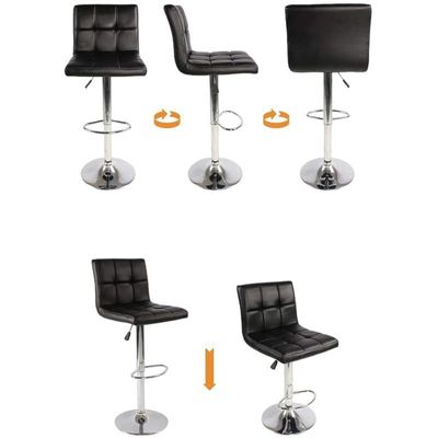 Bar Stool Chair PU Leather & Stainless-Steel Base Adjustable Height, 360Â° Swivel Orange Model KB510