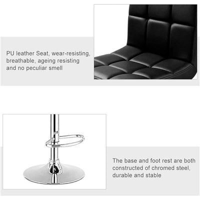 Bar Stool Chair PU Leather & Stainless-Steel Base Adjustable Height, 360Â° Swivel Orange Model KB510