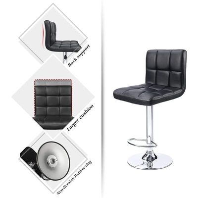 2 Pieces Bar Stool Chair PU Leather & Stainless-Steel Base Adjustable Height, 360Â° Swivel Black Model KB512