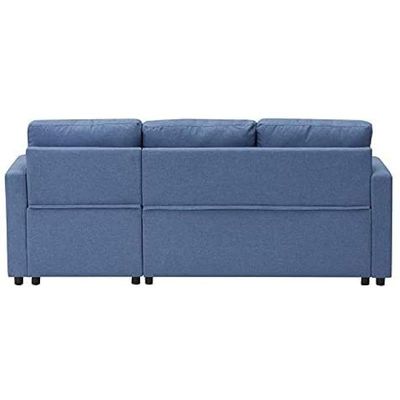 Convertible Sofa Cum Bed L-Shape Corner Sofa Plus Diwan Bed with Storage Box & Cushion for Living Room, Home, Office, Apartment, Studio Room Size 215x150x75 Centimeters KSB215