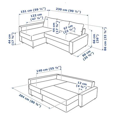 Convertible Sofa Cum Bed L-Shape Corner Sofa Plus Diwan Bed with Storage Box & Cushion for Living Room, Home, Office, Apartment, Studio Room Size 215x150x75 Centimeters KSB204