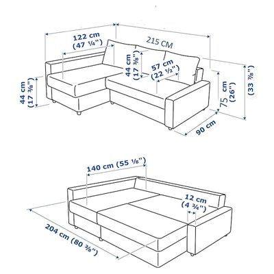 Convertible Sofa Cum Bed L-Shape Corner Sofa Plus Diwan Bed with Storage Box & Cushion for Living Room, Home, Office, Apartment, Studio Room Size 215x150x75 Centimeters KSB222