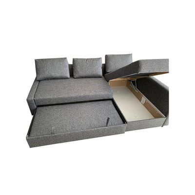 Convertible Sofa Cum Bed L-Shape Corner Sofa Plus Diwan Bed with Storage Box & Cushion for Living Room, Home, Office, Apartment, Studio Room Size 215x150x75 Centimeters KSB222