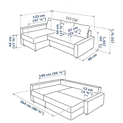 Convertible Sofa Cum Bed L-Shape Corner Sofa Plus Diwan Bed with Storage Box & Cushion for Living Room, Home, Office, Apartment, Studio Room Size 215x150x75 Centimeters KSB227