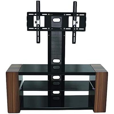 Modern Glass Wooden TV Table Multifunctional TV Desk Stand with Storage Shelves Drawers For office, Home, Entrainment Living Room Gaming Media Room KT39