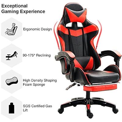 Gaming Chair Ergonomic Executive PUBG-3D 360Â° Rolling Swivel Reclining Computer Chair PU Leather Adjustable Height with Headrest Pillow Cushion & Lumber Support Back, Premium Foam KC375