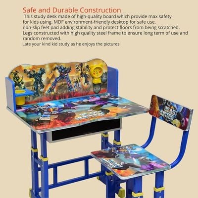 Kids Study Table & Chair, Baby Study Chair & Desk for Home, School, Classroom (Random Print) KST6