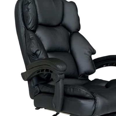 Executive Office Gaming Chair PU Leather 360Â° Swivel Desk Chair, High Back & Adjustable Height Computer Table Chair, Soft Foam Gaming Study Chair Lumbar Support with Footrest (Black)
