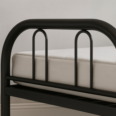 Single 90x190  Metal Steel Bed-Black