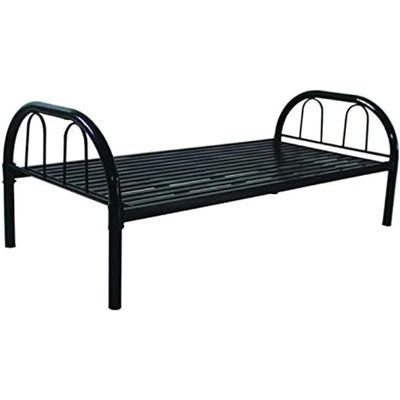 Single Metal Steel Bed with Medicated Mattress Dimension 90x190 Centimeters (Black)