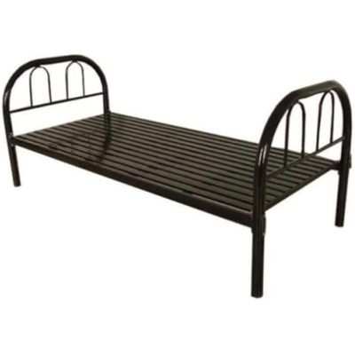 Single Metal Steel Bed with Medicated Mattress Dimension 90x190 Centimeters (Black)