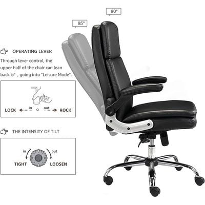 Boss Executive Office Chair Steel Structure, PU Leather 360Â° Swivel Desk Gaming Chair High Back & Adjustable Height Computer Table Chair, Soft Foam Gaming Study Chair Lumbar Support  KC100