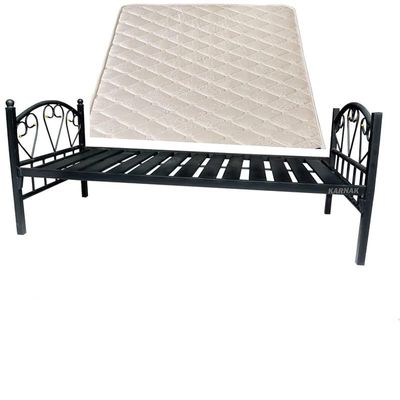 Heavy Duty Single Metal Steel Bed with Medicated Mattress Dimension 90x190 Centimeters