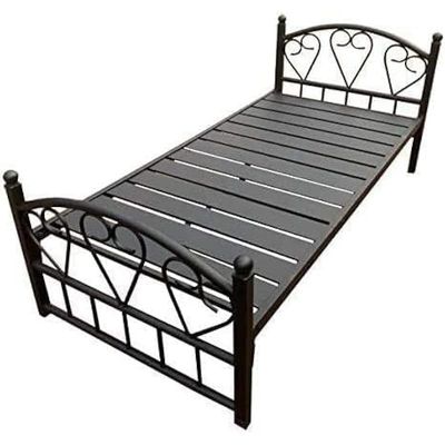 Heavy Duty Single Metal Steel Bed with Medicated Mattress Dimension 90x190 Centimeters