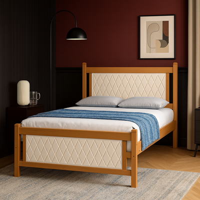 Modern & Sublime Design Fully Wooden Single Bed 90x190 cm HS-102-90
