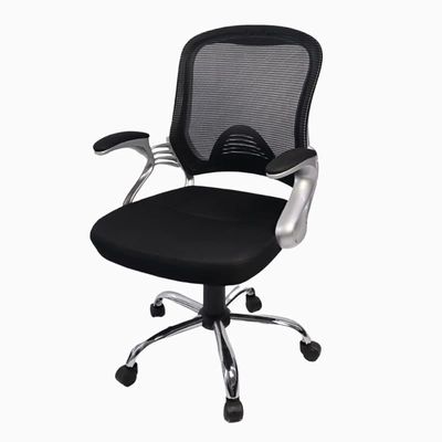 Ergonomic Office Chair Breathable Mesh Computer Task Desk Chair with Flip-up Armrest Adjustable Height Executive Rolling Swivel Mid Back Chair for Home Working Study - Black K-9135