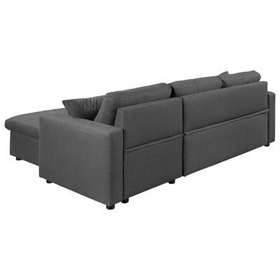 Diwan Sofa Cum Bed With Cushions L-Shaped Storage Space | Convertible Living Room Furniture (Grey)