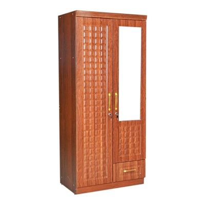 2 Door Wooden Wardrobe,Cabinet,Cupboard Of Engineered Wood With 1 Lockable Drawer Perfect Modern Stylish Heavy Duty Color (Cherry)