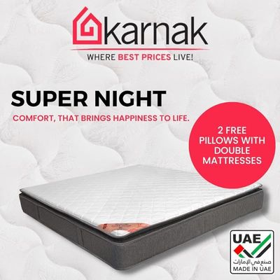 Home Super Night Pillow Top Bonnell Spring (Medium Feel) Mattress with 2 Free Pillows | 5 Years Warranty | Thickness 24cm (HC Super King - W200 x L210cm)