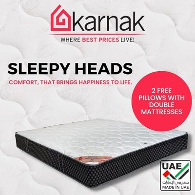 Home Sleepy Heads Bonnell Spring (Medium Feel) Spine Support Mattress with 2 Free Pillows | 5 Years Warranty | Thickness 23cm (UK Emperor - W200 x L200cm)