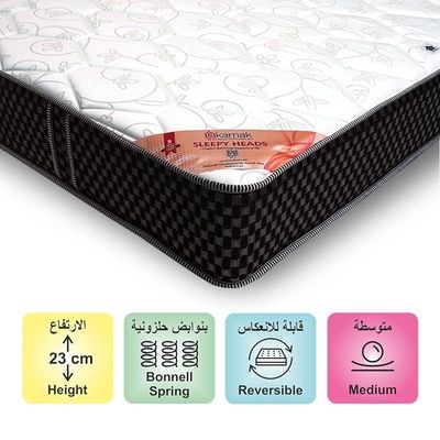 Home Sleepy Heads Bonnell Spring (Medium Feel) Spine Support Mattress with 2 Free Pillows | 5 Years Warranty | Thickness 23cm (UK Emperor - W200 x L200cm)