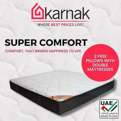 Home Super Comfort Pocketed Spring (Medium Feel) Turn-Free Mattress with 2 Free Pillows | 5 Years Warranty | Thickness 23cm (HC Super King - W200 x L210cm)