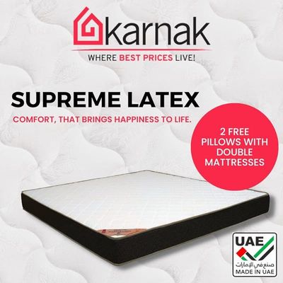Home Supreme Latex Natural (Medium Firm Feel) Posture Correction, Turn-Free Mattress with 2 Free Pillows | 5 Years Warranty | Thickness 20cm (HC Wide Single - W120 x L200cm)