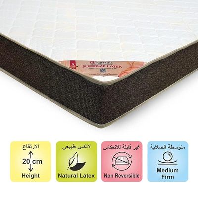 Home Supreme Latex Natural (Medium Firm Feel) Posture Correction, Turn-Free Mattress with 2 Free Pillows | 5 Years Warranty | Thickness 20cm (HC Wide Single - W120 x L200cm)