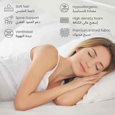 Home Prestige Plus Pillow Top Pocketed Spring (Soft Feel) Turn-Free Mattress with 2 Free Pillows | 7 Years Warranty | Thickness 25cm (UK Single - W90 x L190cm)