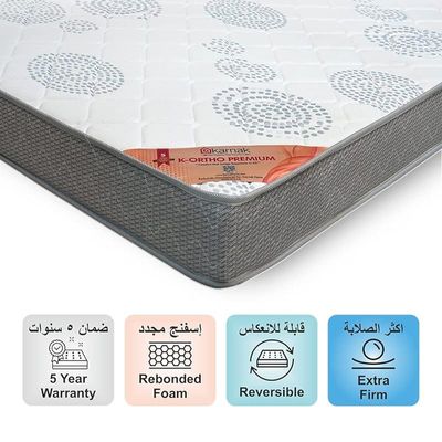 Home K-Ortho Premium Medical Rebonded Foam Mattress (Extra Firm Feel) Reversible Mattress | Premium Knitted Fabric | 5 Years Warranty (Small Double - W120 x L190cm, 10)