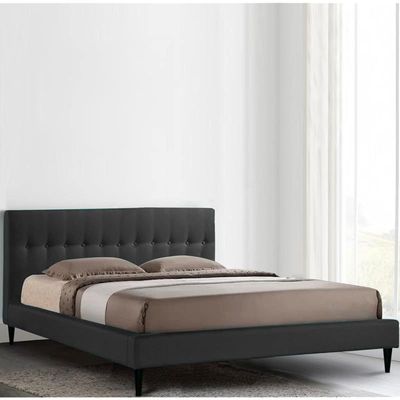 Arena Upholstered Velvet Bed Frame Bedroom Furniture Strong And Sturdy Modern Design Wooden Double Bed | Quiet & Comfortable Bed With Free Installation (200 x 200 cm, Black)