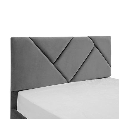 Galaxy Tufted Upholstered Velvet Platform Bed Modern Design Free Installation (Twin: 120 x 200cm, Gray)