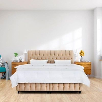 Cyra Button Tufted Upholstered Velvet Platform Bed Modern Design Free Installation (King: 180 x 200cm)