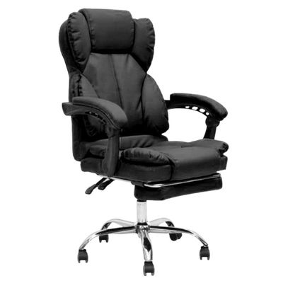 Executive Office Gaming Chair PU Leather 360Â° Swivel Desk Chair, High Back & Adjustable Height Computer Table Chair, Soft Foam Gaming Study Chair Lumbar Support with Footrest Color (Black)