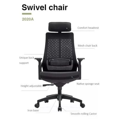 Office Chair Ergonomic Desk Office Chair, Mesh Design High Back Computer Chair, Adjustable Headrest and Lumbar Support Color (Black)