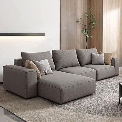 Sectional Sofa With Cushions L-Shaped Comfortable Living Room Sofa Color (Dark Grey)