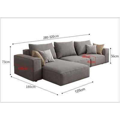 Sectional Sofa With Cushions L-Shaped Comfortable Living Room Sofa Color (Light Grey)