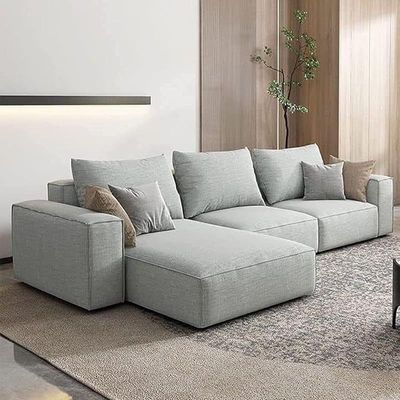 Sectional Sofa With Cushions L-Shaped Comfortable Living Room Sofa Color (Light Grey)