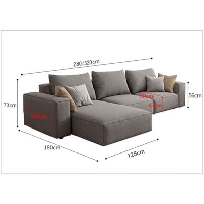 Sectional Sofa With Cushions L-Shaped Comfortable Living Room Sofa Color (White)
